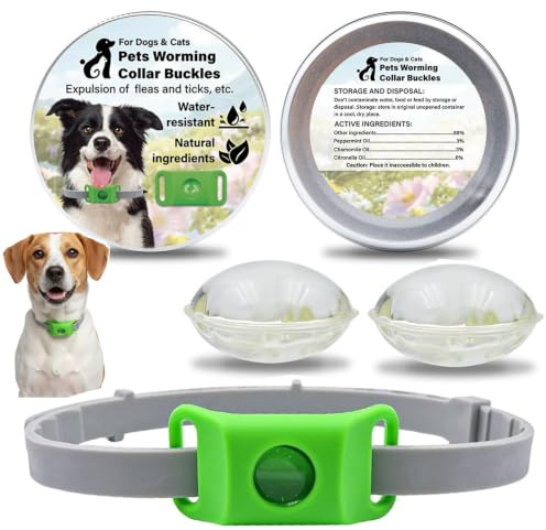 Collier Anti Puces pour Chien, RéGlable Collier Antiparassitario, Ingredienti 100% Naturali, Pets Collier Anti Puce et Tique Chien Naturel avec 2 Capsules RemplaçAbles