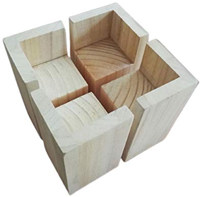 Pälsar i trä – halvstängd design, elefantfot S, ohed trä, 4-pack (7 x 7 x 8 cm) – lyft pälshöjd i hemmet, perfekt för soffa, säng, bordsstöd