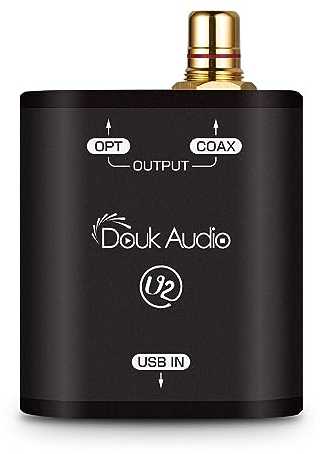 ​Douk Audio U2 USB to SPDIF Converter: Digital Interface Reclocker - Optical/Coaxial Hi-Res Audio Adapter for PC/Phones & DAC Systems (XMOS XU316 Chip)​​