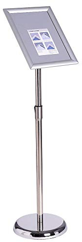 VAIIGO Soporte para Carteles A3 Ajustable de Pie de Aluminio – 360° Giratorio Soporte de Información, Publicitario y de Anuncio, Porta Carteles y Atril, Expositor para Menú, Oficina y Tienda – Plata