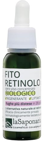 La Saponaria | Fitoretinolo, Siero viso anti-age, rigenerante e liftante, Attivo puro anti-età che favorisce il rinnovamento cellulare e la sintesi del collagene, 30ml