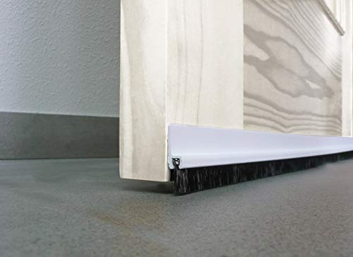 Burlete para puerta de PVC rigido de 100 cm (1 metro) con flecos y fijación adhesiva de doble cara resistente BLANCO