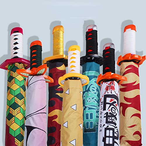 ZNLVZSH Demon Slayer Parapluie, Anime Katana Parasol, 8 Os Pliants Brise - Vent, Pliable Uv - Proof Pluie Polyvalente, 3d Patterns For Christmas Birthday Gifts, Kamado Tanjirou A