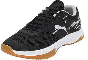 PUMA Mens Varion Ii Indoor Court Shoe, Puma Black Cool Light Gray Yellow Blaze Gum, 9.5 UK