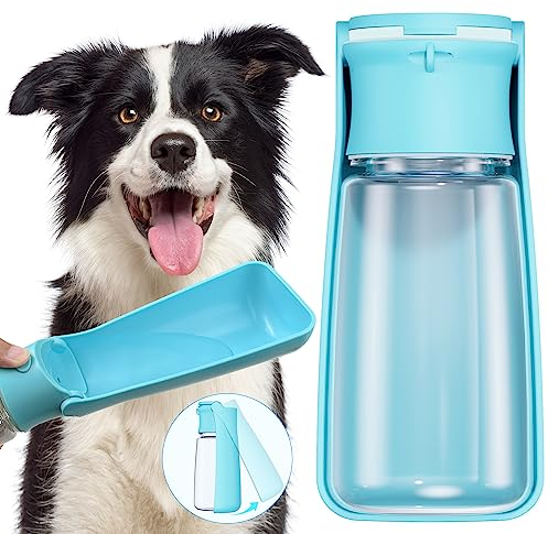 FORWH Portable Dog Water Bottle Dispenser [Leak Proof & Foldable] Dog Travel Water Bottle Bowl Accessories for Puppy Small Medium Large Dogs Pet Water Bottles for Dogs Walking Outdoor Hiking 19OZ