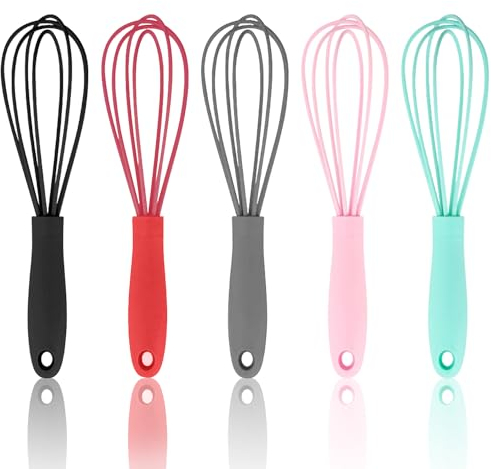 Fzyisw 5Pcs Silicone Mini Whisk Set, Heat Resistant, Small Size, 5 Colors