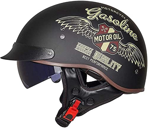 Motorradhelm Halbhelm Retro Halbschalenhelm DOT/ECE Zertifizierung Jethelme Rollerhelm Herren Damen Braincap Open Face Helm Chopper Scooter Helm Antikollisions-Schutzhelm ( Color : 10 , Size : M(57~58