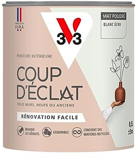 V33 Peinture murale intérieure Coup d'Éclat® Blanc écru Mat Poudré 0,5L