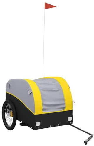 vidaXL Remolque para Bicicleta, Remolque de Carga, Carrito para Bici, Remolque para Maletas Plantas Herramientas, Hierro Negro y Amarillo 45 kg