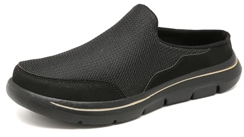 SMajong Zuecos y Mules para Hombre Mujer Respirable Zapatillas de Playa Confortable Zapatos de Jardín Ligeros Sandalias de Verano,Todo Negro Talla:43 EU