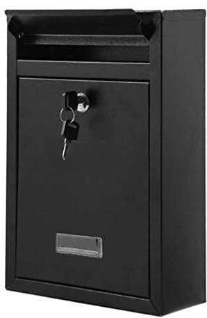 Buzón de correo de gran tamaño montado en la pared, fácil de instalar, buzón de correo de acero, resistente a la intemperie, con placa de identificación y 2 llaves, elegante buzón para mantener tu