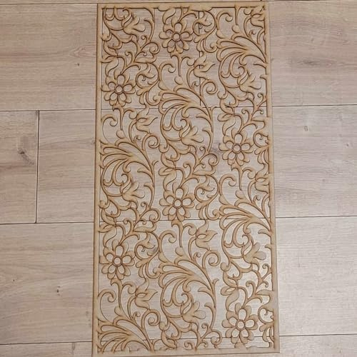 Floral flourish Trellis Grate Radiator Cabinet wall Decorative Screening-grille- Perforated MDF panel (600x300mm) 0145 (3mm thick MDF)