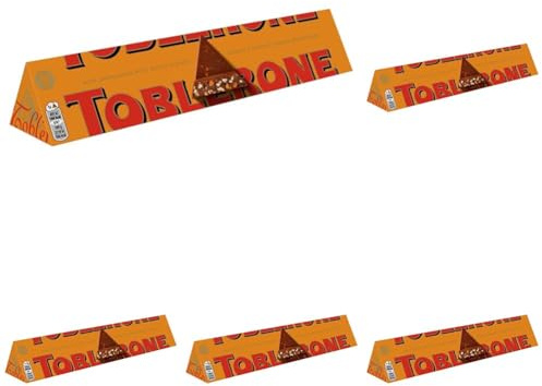 Toblerone Orange Twist Chocolate Bar, Swiss Chocolate with Honey and Almond Nougat, Treat for Sharing or Christmas Gifting 360 g (Pack of 5)