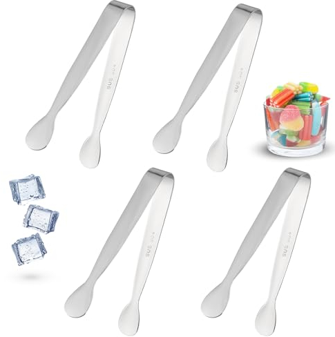 Mini pinza per zucchero, 4 pinze da cucina in metallo, piccole pinze da zucchero in acciaio inox, 11 cm, piccole pinze per gelato, insalata, tostapane, dessert, antipasti a buffet, cucinare, cuocere e