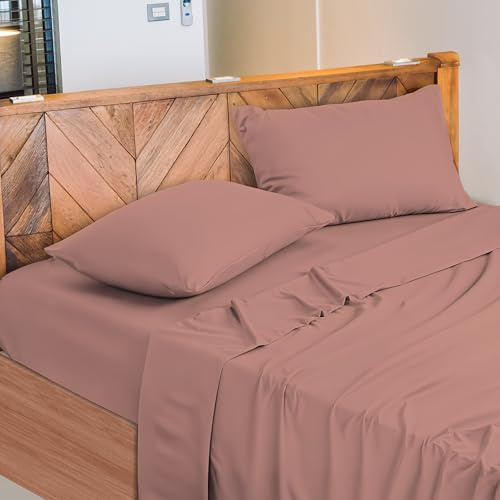 NARCISO - Lenzuola Una Piazza e Mezza 100% Cotone Made in Italy, Completo Letto Composto da 1 Lenzuolo Sotto con Angoli 130x200, 1 Lenzuolo Sopra 190x290, 1 Federa Cuscino 50x80cm (Cipria)