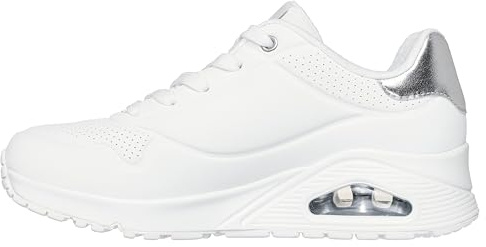 Skechers Damen UNO Golden Air Turnschuhe, White Durabuck/Silver Trim, 37 EU