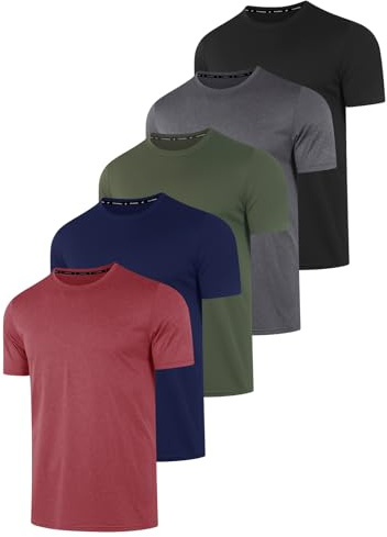 5 Pack Tee Shirt Homme UPF 50+ Anti UV Sport Tshirt Manches Courtes Séchage Rapide Respirant T Shirt Sport Fitness Gym T-Shirt