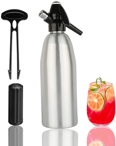 1 L Sifón de soda, máquina de hacer refrescos, máquina de agua portátil para agua carbonatada, botella de sifón de soda con regulador de presión, para jugo de frutas en casa, mojitos, cócteles (color