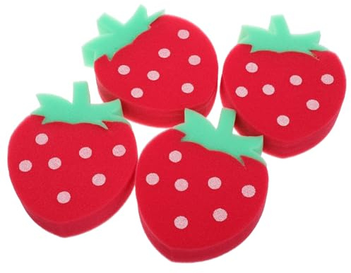 ERINGOGO 4st Söt Jordgubbe Formad Badsvamp Badborttagning Exfolierande Skrubbsvampar För Små Pojke Flicka Badverktyg För Bad Och Lek Mjuk Och Skonsam Design För Pojke Flicka Och