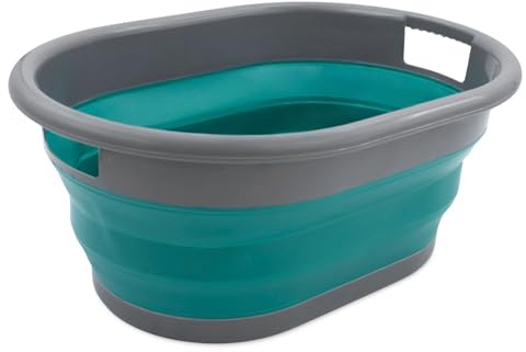 Cesto plegable para la colada de 26 litros, de plástico y silicona, cesta de almacenamiento con asas, plegable para ahorrar espacio, ideal para lavandería, compras, camping