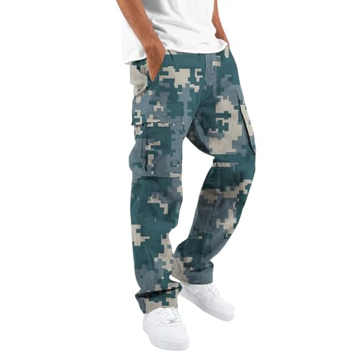 Pantaloni mimetici da uomo, pantaloni cargo da combattimento, vestibilità larga, per campeggio, escursionismo, lavoro, tasche multiple, pantaloni da tuta traspiranti, pantaloni cargo tattici da