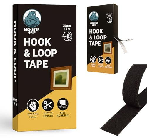 Hook and Loop Tape, 6m x 25mm, Strong Hold, Self Adhesive