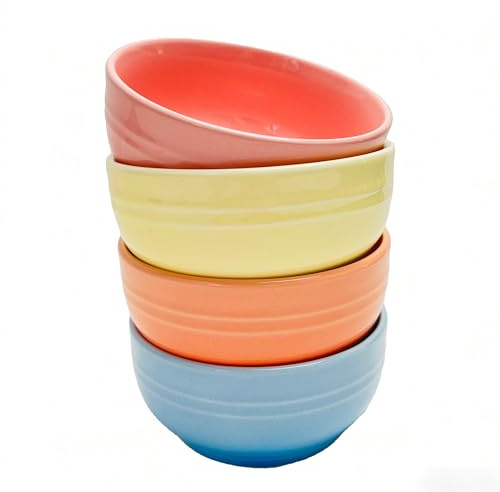 UDNORDGLOW Small Bowl 12 oz, Ice Cream Bowl, Ceramic Colorful Bowl, Bowls Set for Dessert, Fruits, Side Dishes, Suit For Housewarming - 4.5 Inch, Set of 4