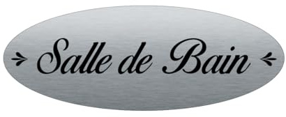 AUA SIGNALETIQUE - Plaque de porte Aluminium Brossé AluSign Ovale 160x60 mm - (Salle de Bain)