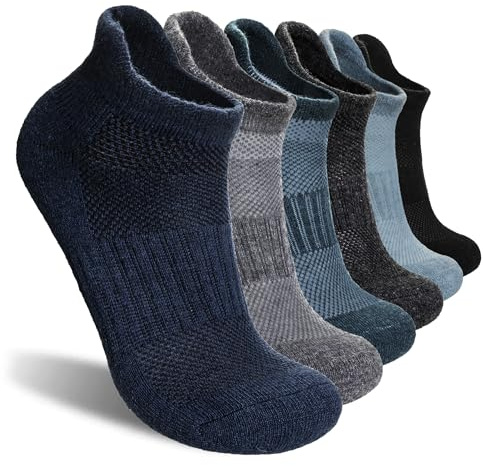 SEEYAN Merino Wool Ankle Hiking Socks Running Thick Cushion Breathable Work No Show Socks For Men Women 6 Pairs