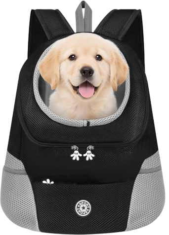 Adiwo Mochila Transportin Gato Perro 7.5kg, Bolsa Portátil y Plegable para Gatos con Base Desmontable, Mochilas Ajustable para Mascotas con Correa de Seguridad Viajes, Moto, Senderismo, Camping, L