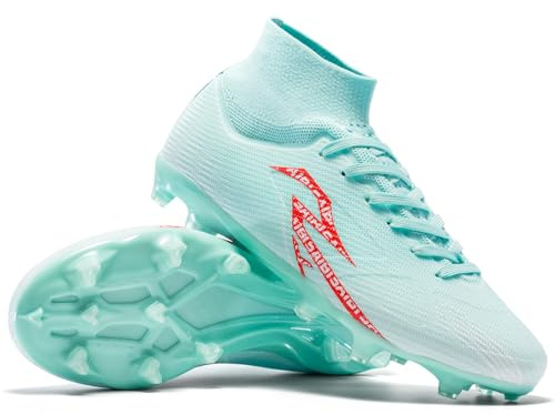 Wtharosa Chaussures de Football Homme et Femme TF & FG pour Gazon Synthétique et Naturel Multicolores Respirantes pour Entraînement et Match,Seafoamgreen FG,37 EU