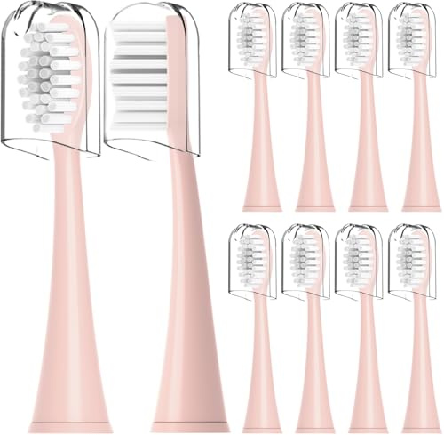 Replacement Toothbrush Heads Compatible with Ordo Electric Toothbrush,for Ordo Sonic Electric Toothbrush,with Dust Cover,10 Pack (Rose Gold, M)