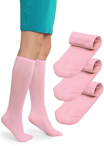 LORES Alma Medias hasta la rodilla para niña 40 DEN blancas, calcetines altos de microfibra opaca, suaves y elásticos con banda confort, ideales para colegio, uniforme y uso diario (talla 24–37)