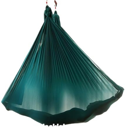 GYTTDERFL Aerial Yoga HäNgematte Hängmatta Set med yoga, flyggunga, med karbinhake och tusensköna, för yoga, gravitationsdämpande pilates (mörkgrön)
