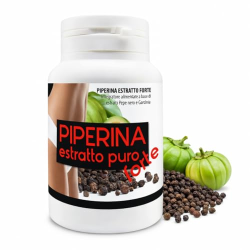 Piperina Estratto Puro Forte con Garcinia Cambogia | Piperina 95% e Garcinia Cambogia 65% HCA | Supporto alla Gestione del Peso Corporeo, Digestione e senso di sazietà | 60 capsule