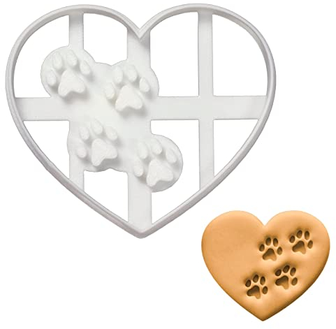 Herz Pfotenabdrücke Ausstechform, 1 Teil, Bakerlogy