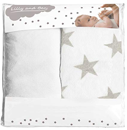 Lilly and Ben® Wickelauflagenbezug 2er Pack I kuscheliger & saugstarker Bezug mit Baumwoll-Oberfläche für Wickelauflage I pflegeleichter Spannbezug aus weichem Frottee