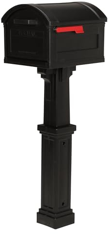 ARCHITECTURAL MAILBOXES Grand Haven Plastic, Mailbox and Post Kit, Black Extra Large