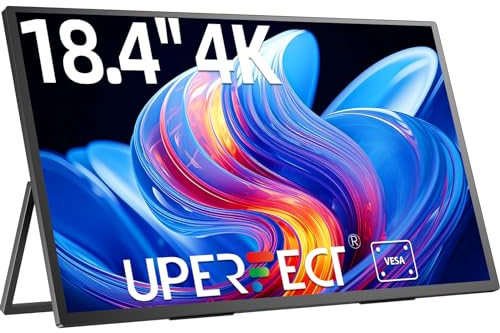 UPERFECT 18 Pollici 4K QLED Monitor Portatile con Schermo Opaco IPS Eye-Care UHD 3840 * 2160 Staffa Integrata USB C Mini HDMI per PC Laptop Xbo Switch PS4/5, Corpo in Metallo, Montabile VESA