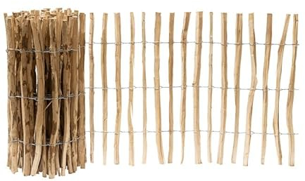 Garmix Clôture de jardin en lattes en bois - 5 m (80 cm et 4-5 cm)