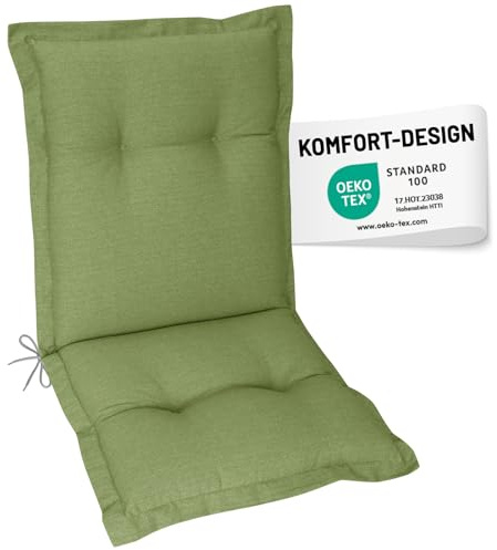 Herlag Gartenstuhlauflage AVA Niederlehner 103x50x9cm | Extra Dicke Sitzauflage 9 cm | Niedriglehner-Polsterauflage mit Deluxe-Komfort | Öko Tex 100 | 1 Polster | Grün