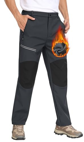 MoFiz Hombre Pantalones de Esquí Senderismo Softshell Cálido Forro Polar Invierno Nieve Trabajo Pantalón Impermeable Cortaviento