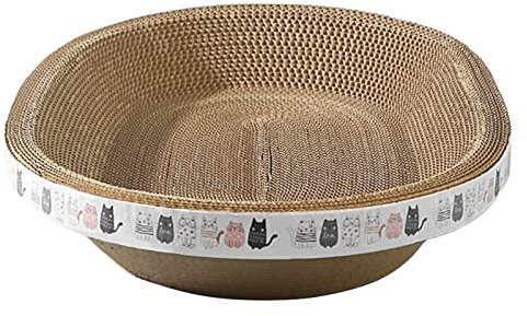 Voihamy Griffoir pour Chat Forme Ovale | Planche À Gratter pour Chat | Tapis À Gratter pour Chat | Grattoir À Chat Ovale Haute Densité | Lit À Gratter en Carton pour Chats D'intérieur Dormant