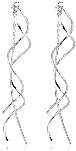 ASH'S CHOICE Boucles d'Oreille Femme Argent, Boucle d'Oreille Pendante, Style Goutte, Design Classique en Spirale, Longues, Post en Argent 925, Hypoallergénique, Bijoux Cadeaux