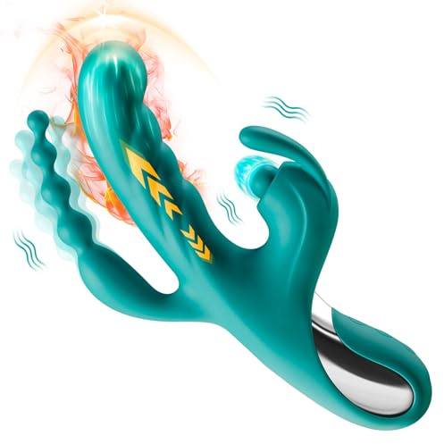 Rabbit Vibrator Sex Toys for Women – BEBEBEER 3 in 1 Adult Toy for Female Couples with 5 Tapping 10 Vibration & 7 Thrust, Quick Heating Clitoral Vibrators G Spot Vibrater Thrusting Dildo Anal Beads