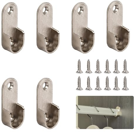 Wisebom Soportes Ovalados de Extremo de Riel, 6 Piezas Soportes de Riel de Brida Armario Soporte Barra Ropa para Armario Baño Ducha Cocina Barra Colgante