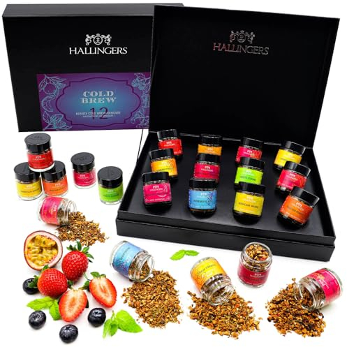 Hallingers ColdBrew Kaltaufguss Blue-Purple - 12er Tee Geschenkset mit Cold Brew Eistees, vegan & glutenfrei in Schraubgläsern (Set) - Geschenkideen Weihnachten & Geschenke Adventskalender | Geburtsta
