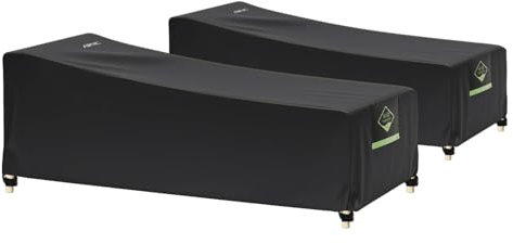 AWNIC Funda Protectora de 2 Piezas Tumbona de jardín, Funda para Tumbona de ratán, Impermeable 420D, 200 x 75 x 40/70 cm