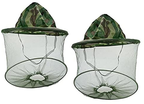 Hperu 2PCS Bug Veil,Beekeeper Hat Veil Mask Anti Bee Mosquito Bug Fly Hat Face Protection Equipment with Net Mesh for Outdoor Fishing Camouflage