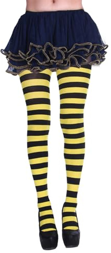Miaija Medias de rayas de Halloween, medias de rayas con pies completos, accesorio de disfraz para mujeres y niñas, Amarillo y negro., Altoa única